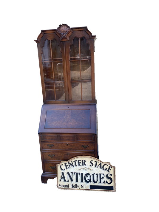 65915 KITTINGER Furniture Quality Walnut Secretary Desk w/ Bookcase Top