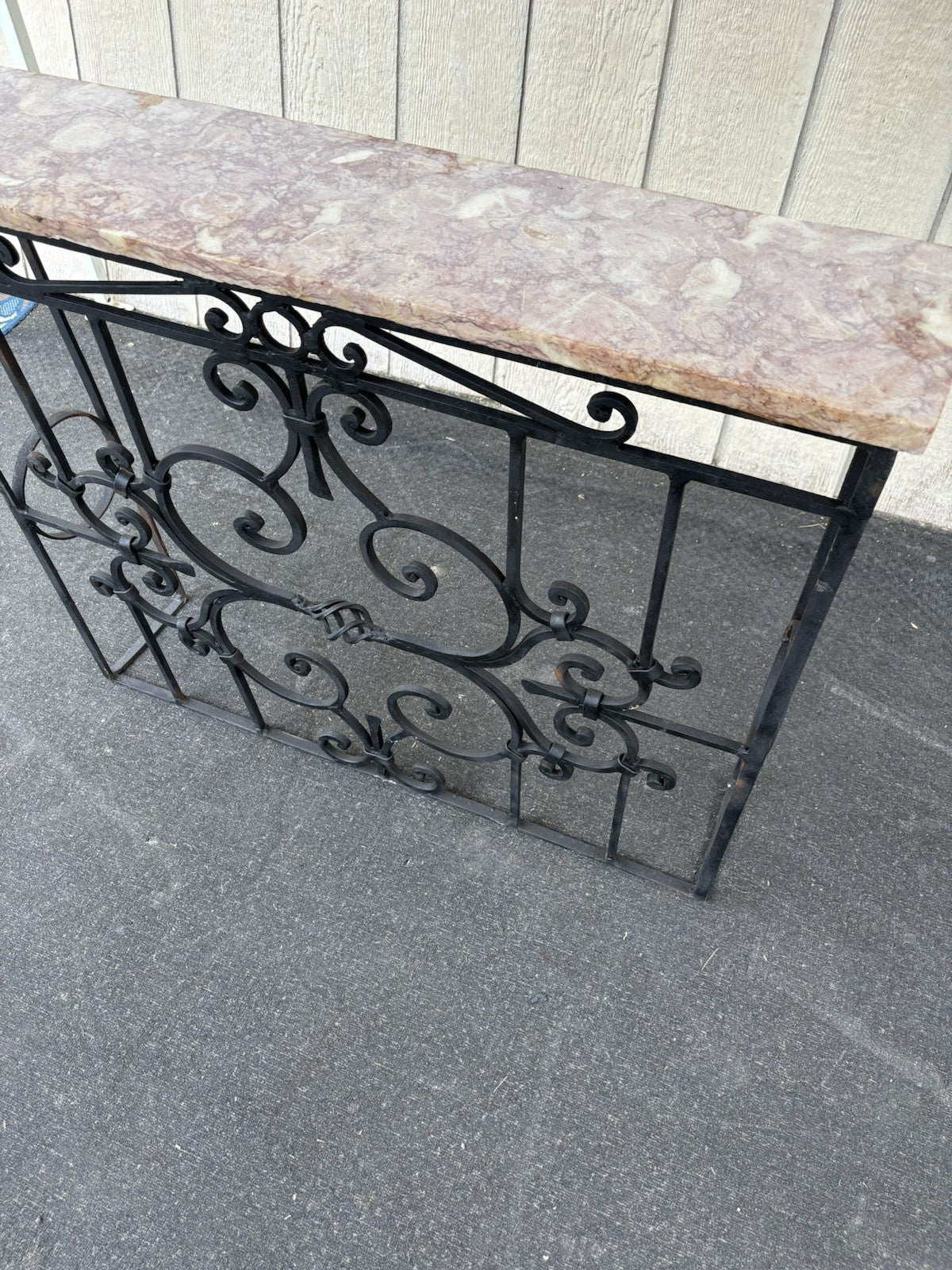 66802   Wrought Iron marble Top Console Table Stand