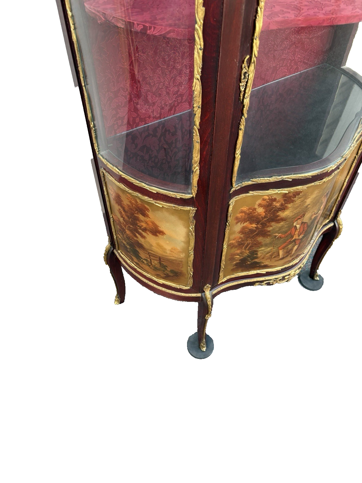 67000 Louis XV Bow Glass Curio China Cabinet with Bronze Ormalu