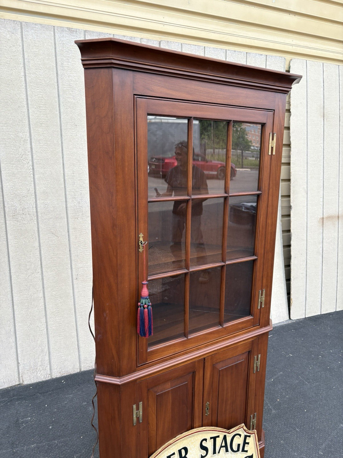 66652   Solid Cherry Henkel Harris Virginia Galleries Corner China Cabinet Curio