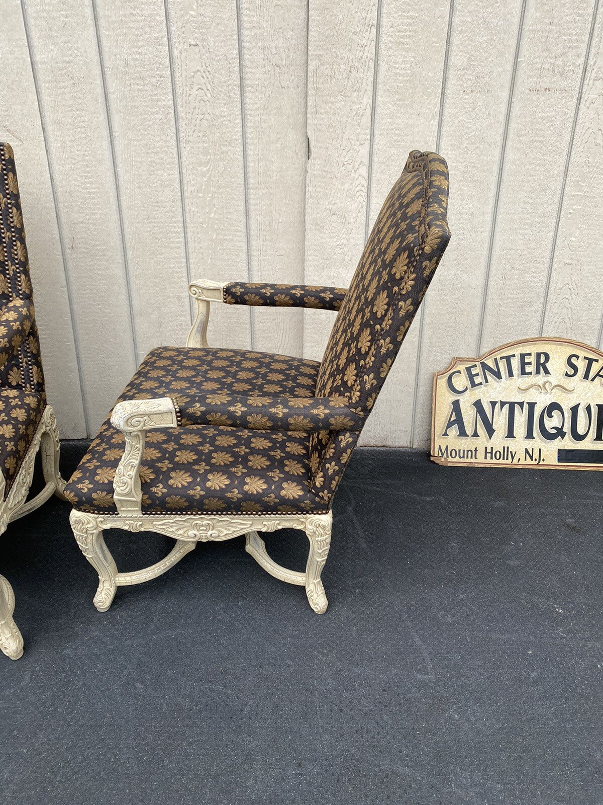 61185  Pair Romantic Shabby Armchair Chair s