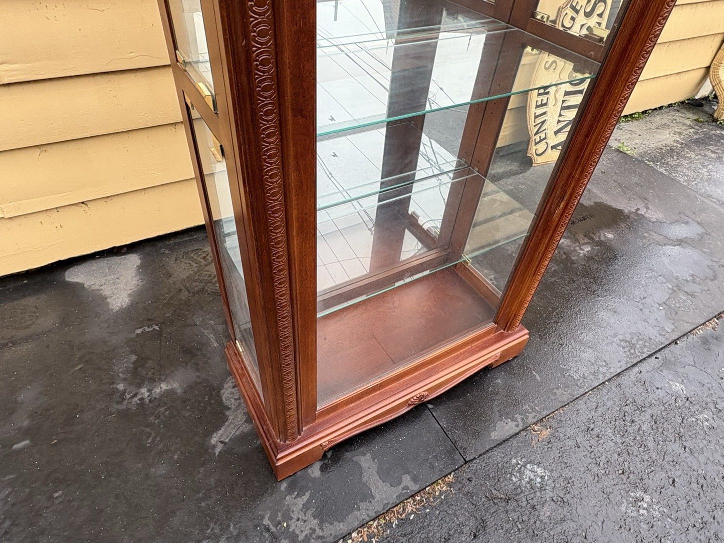 66688 Fancy 4 Door Side Loading  Mahogany Curio China Cabinet