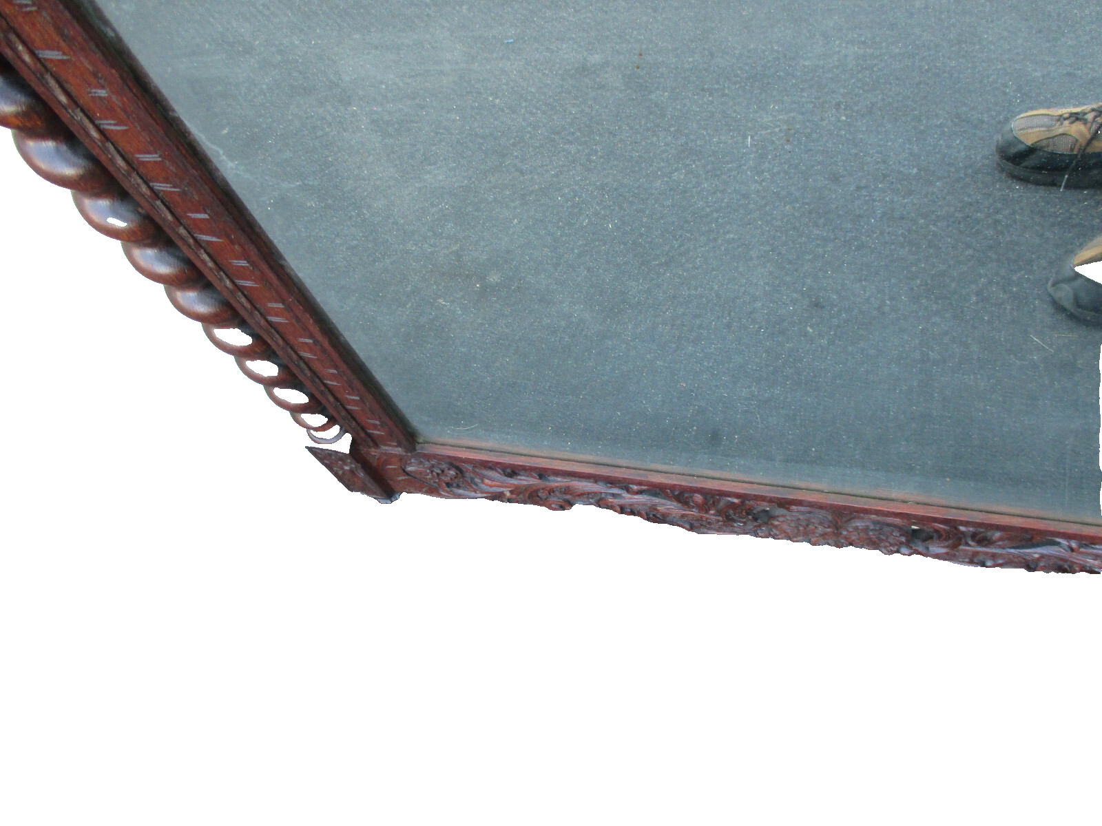 64039   Antique Oak Hand Made Mirror with Cherub Carvings