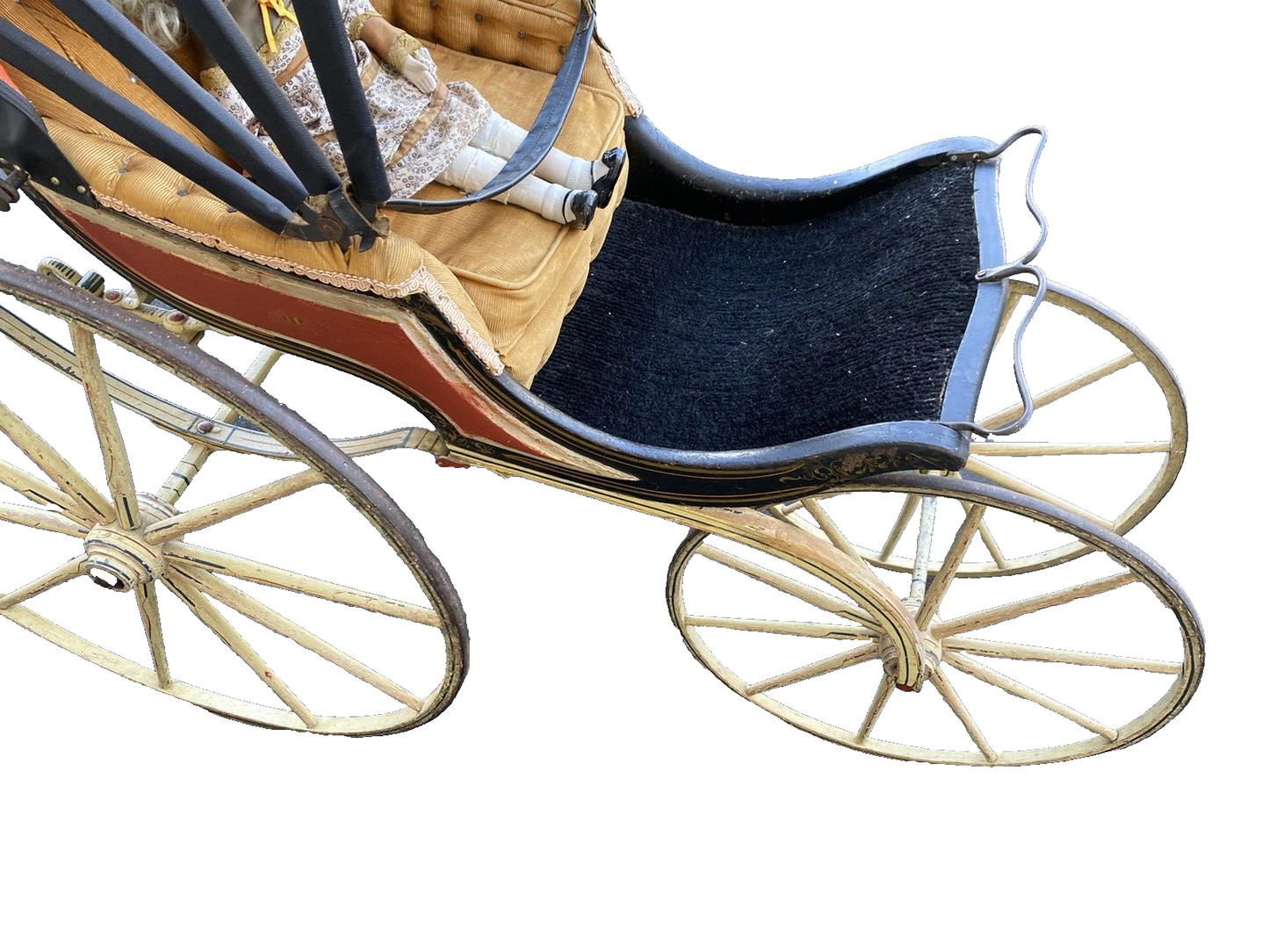 65400   RARE Antique AMISH Baby Buggy Stroller Has Hand Painted Stenciled Design