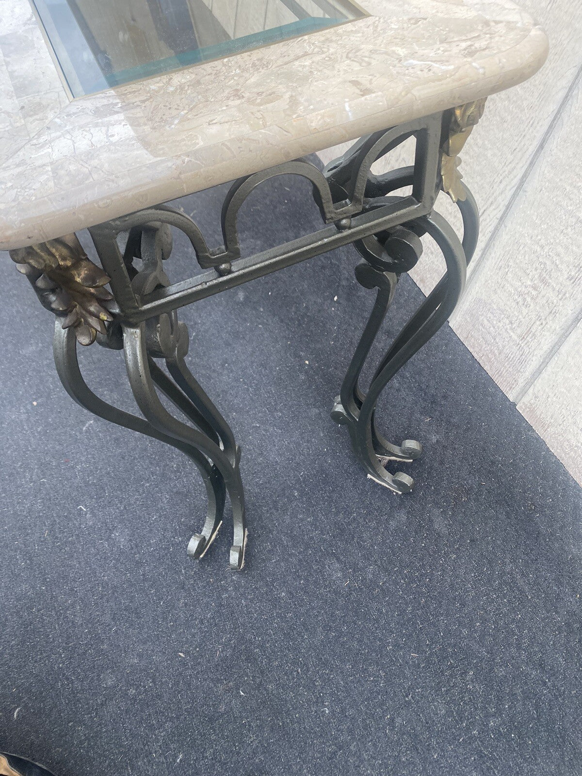 65883 Modern Marble Top Console Table with Glass Insert