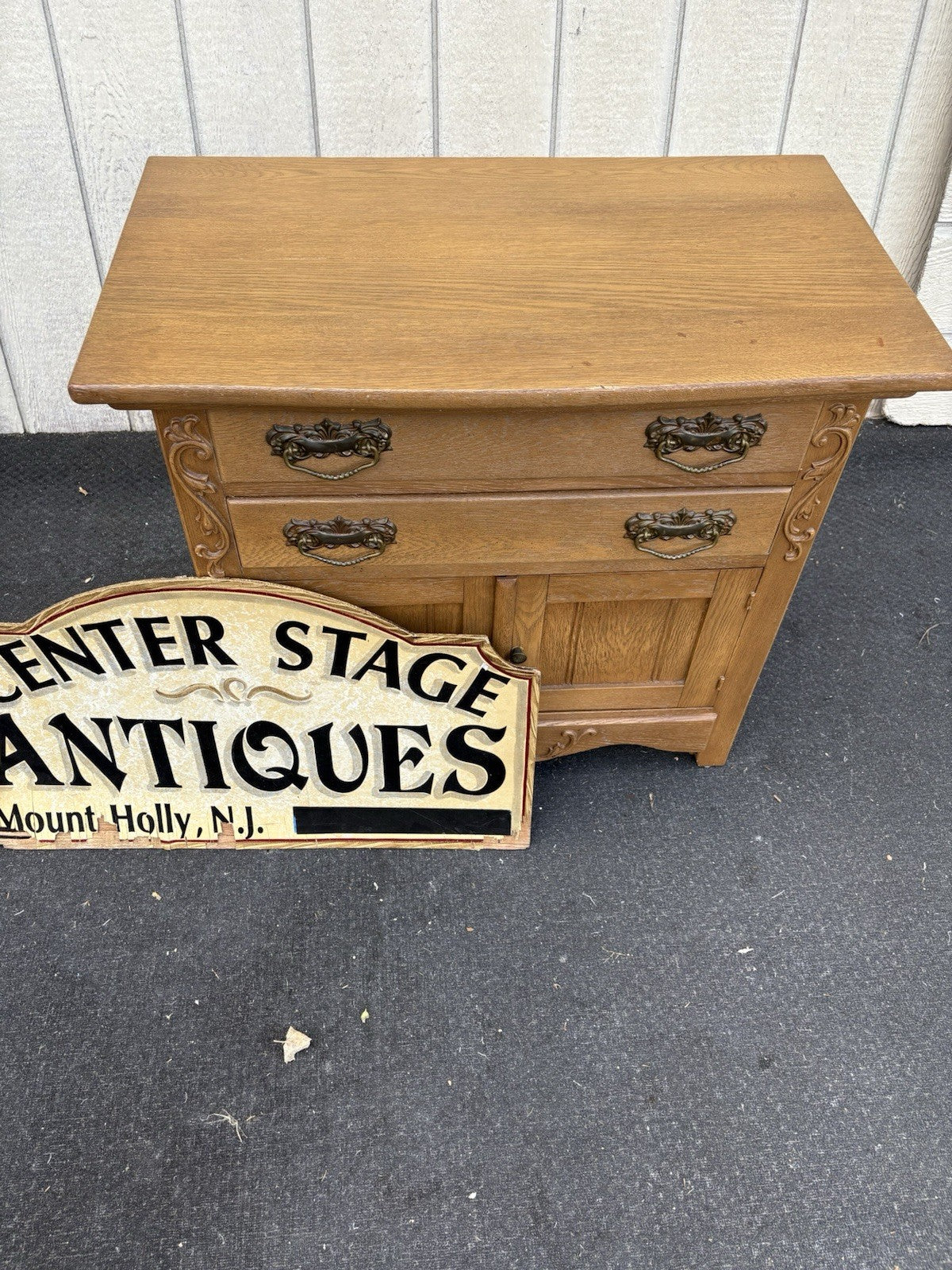 66729 Antique Victorian Oak Washstand Chest Dresser