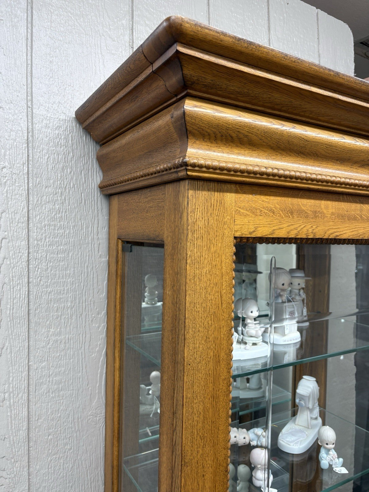 62458 Etched Glass Oak Curio China Cabinet