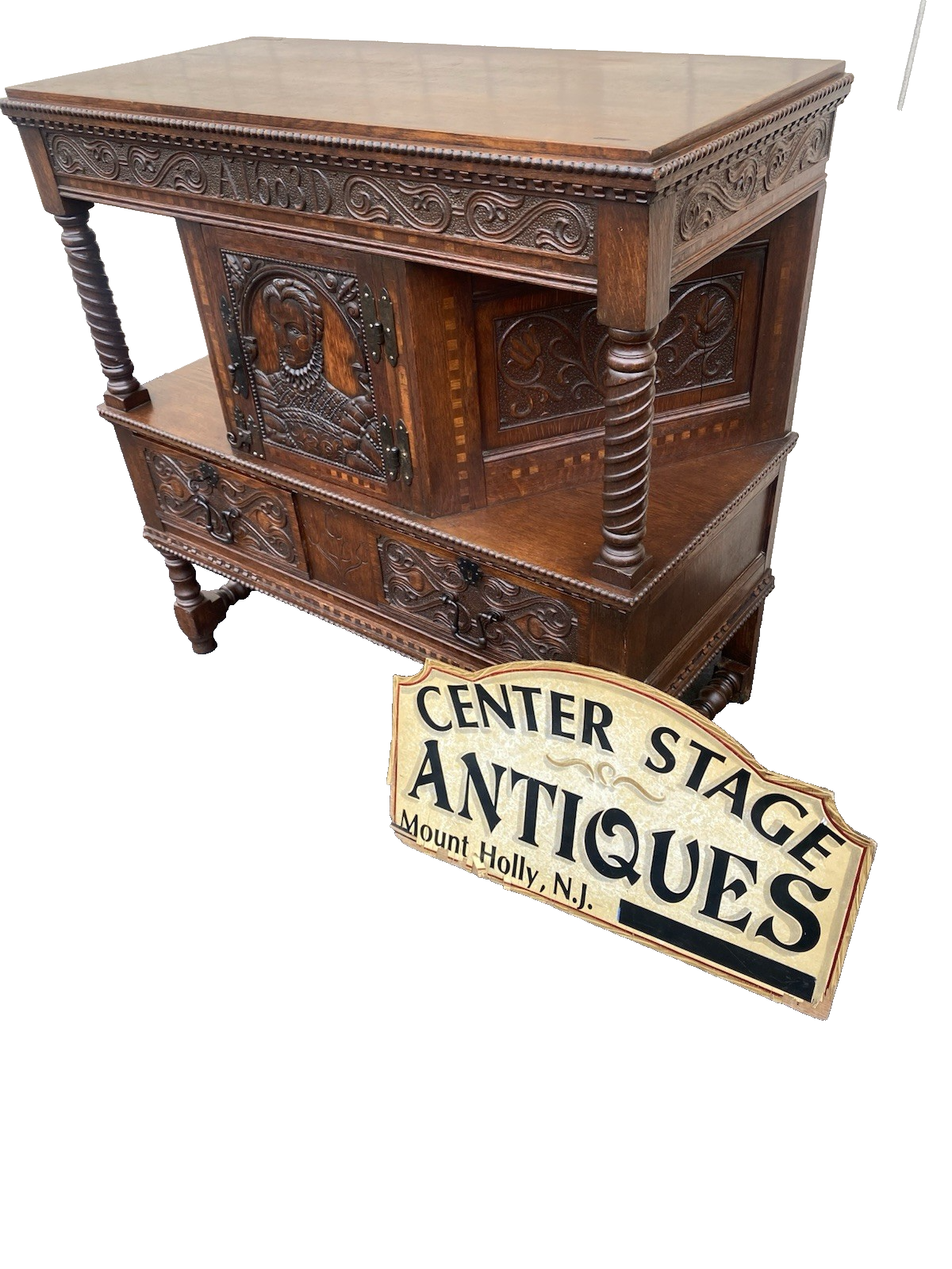 66495 Custom Hand Made Oak Cabinet Sideboard Server Chest