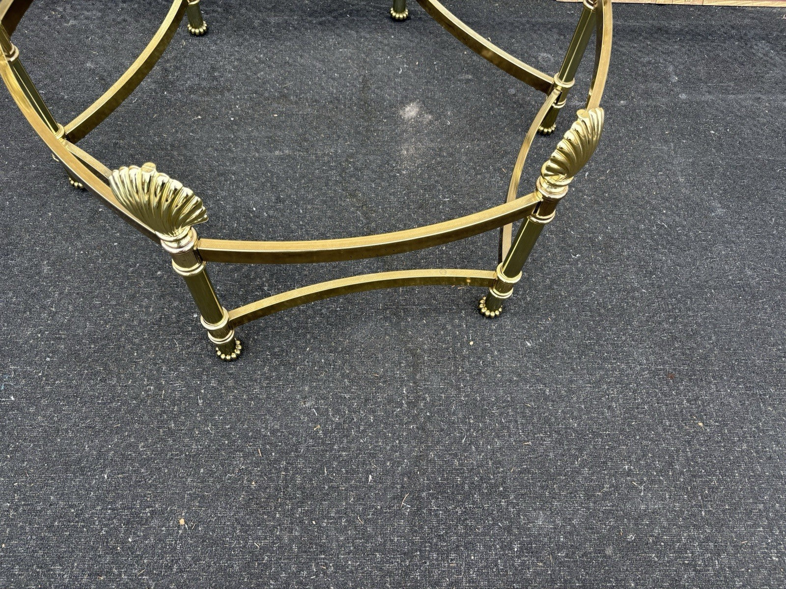 66743   QUALITY Brass and Glass Shell Design Coffee Table