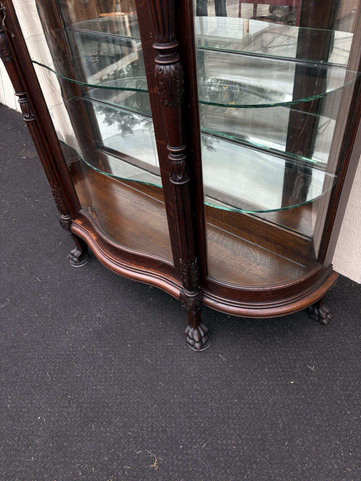 66105  Quality Antique Victorian Oak Curio China Cabinet