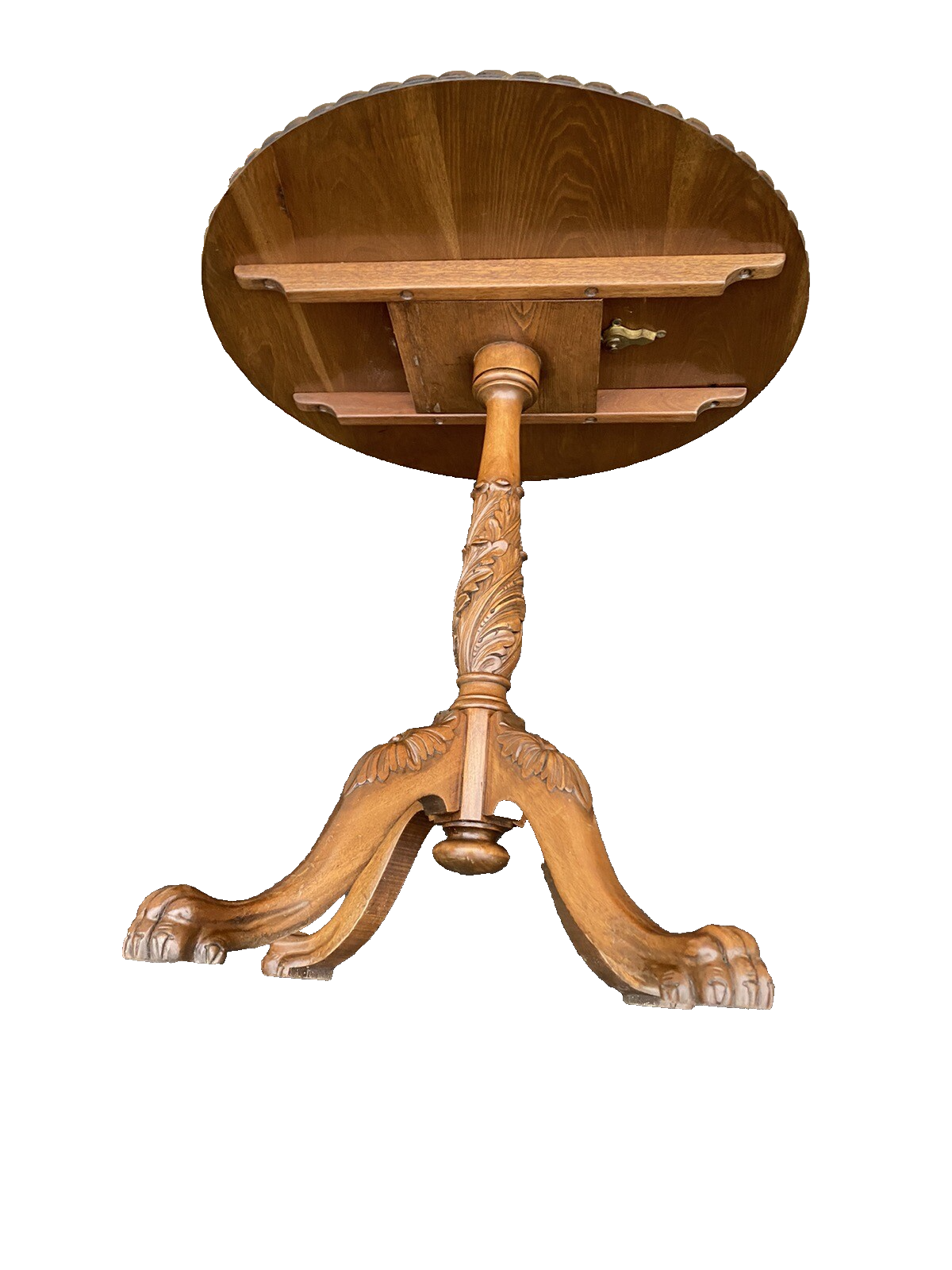 65053   Solid Mahogany Custom Hand Carved Tilt Top Lamp Table Stand