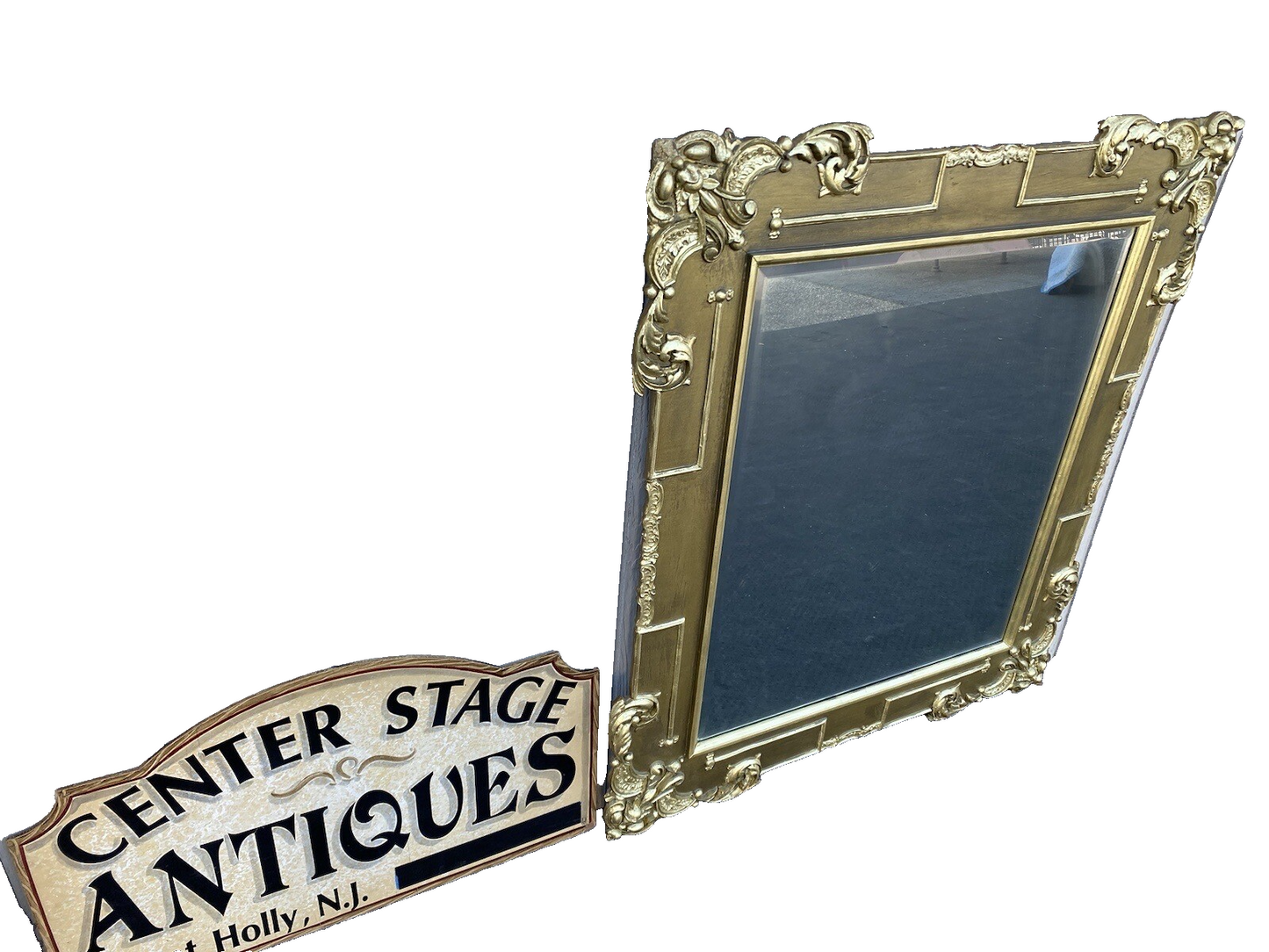 64893  Fancy Wood and Gesso Gold  Accent Mirror