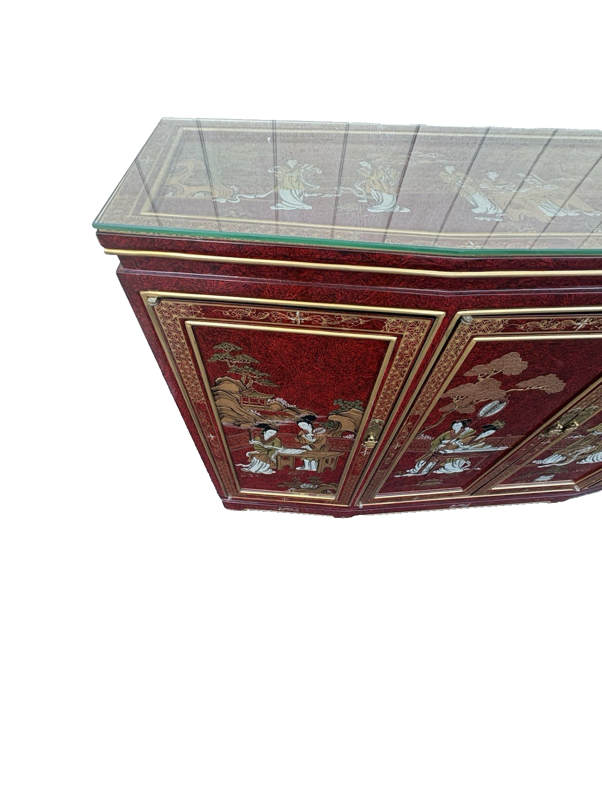 66700  Oriental Sideboard Server Cabinet with a Plate Glass Top and 4 doors