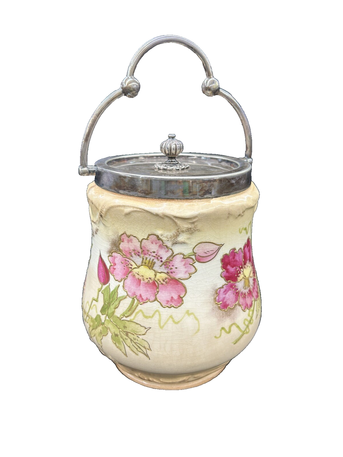 COL 01 - Antique Royal Bonn Silver Lid And Handle Biscuit Jar