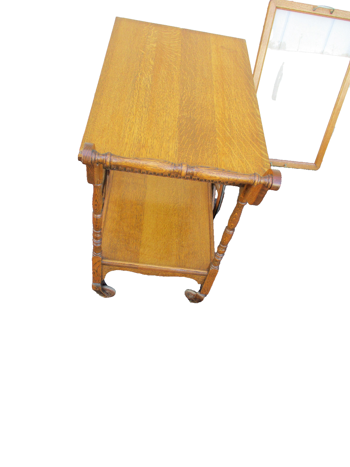 63826 Antique Oak Tea Cart Bar Cart Server w / Removable Tray