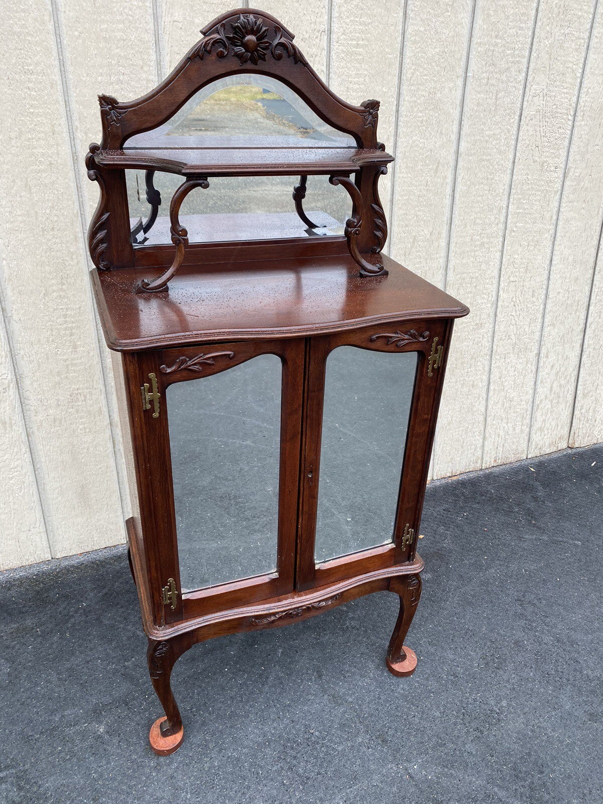 64992   Antique Victorian  Mahogany Mirrored Cabinet