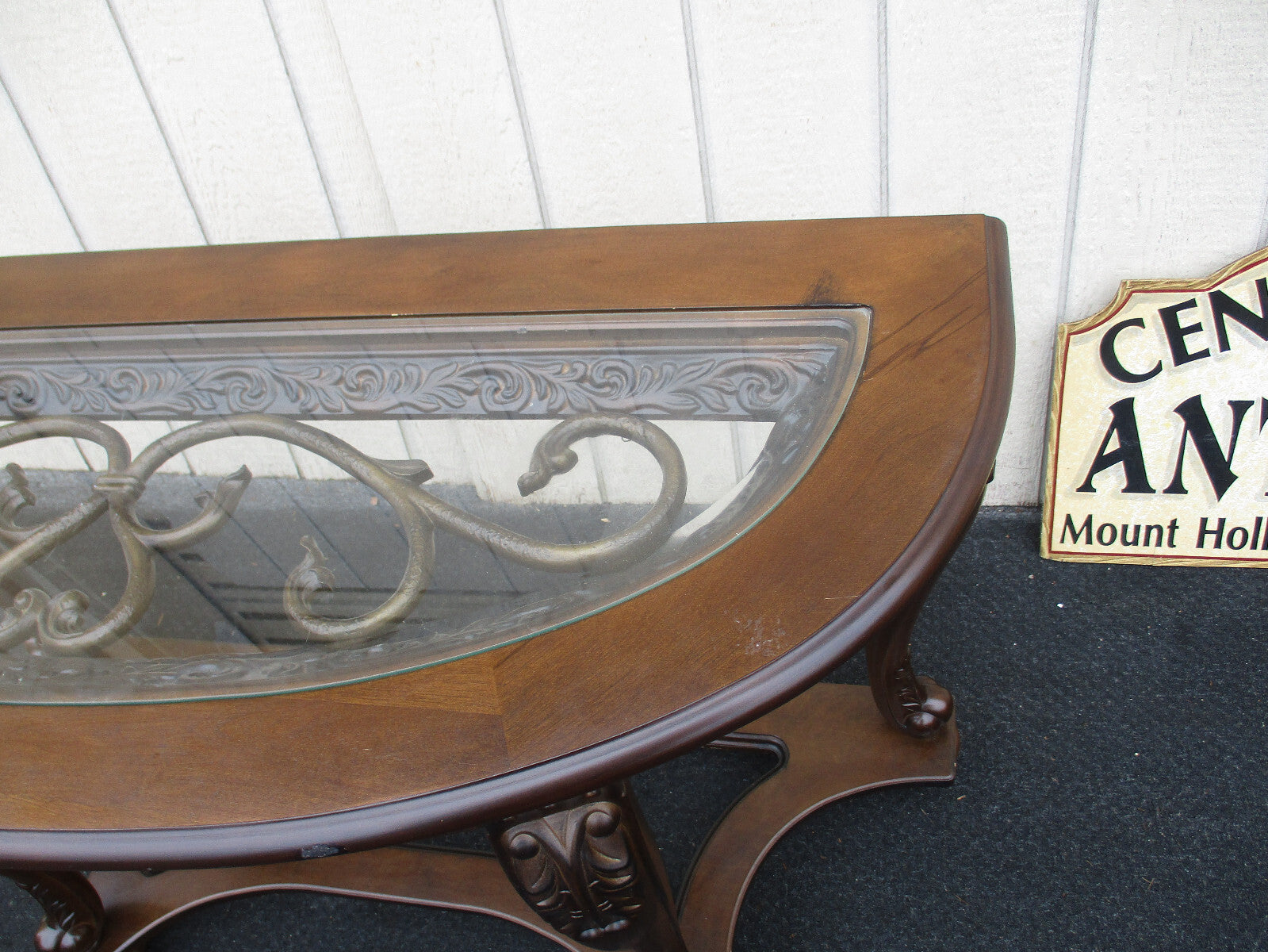 64172  Decorator Glass Top Console Sideboard Server