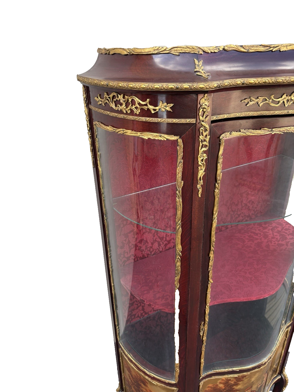 67000 Louis XV Bow Glass Curio China Cabinet with Bronze Ormalu