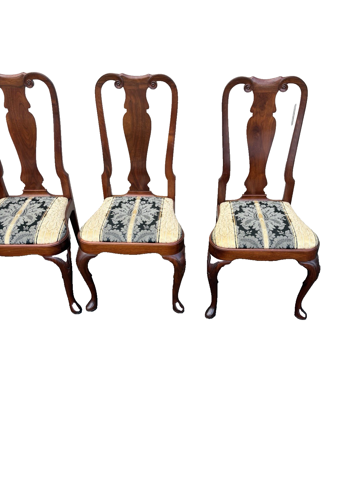 66643  Set of 6 Solid Mahogany Queen Anne Dining Chair s