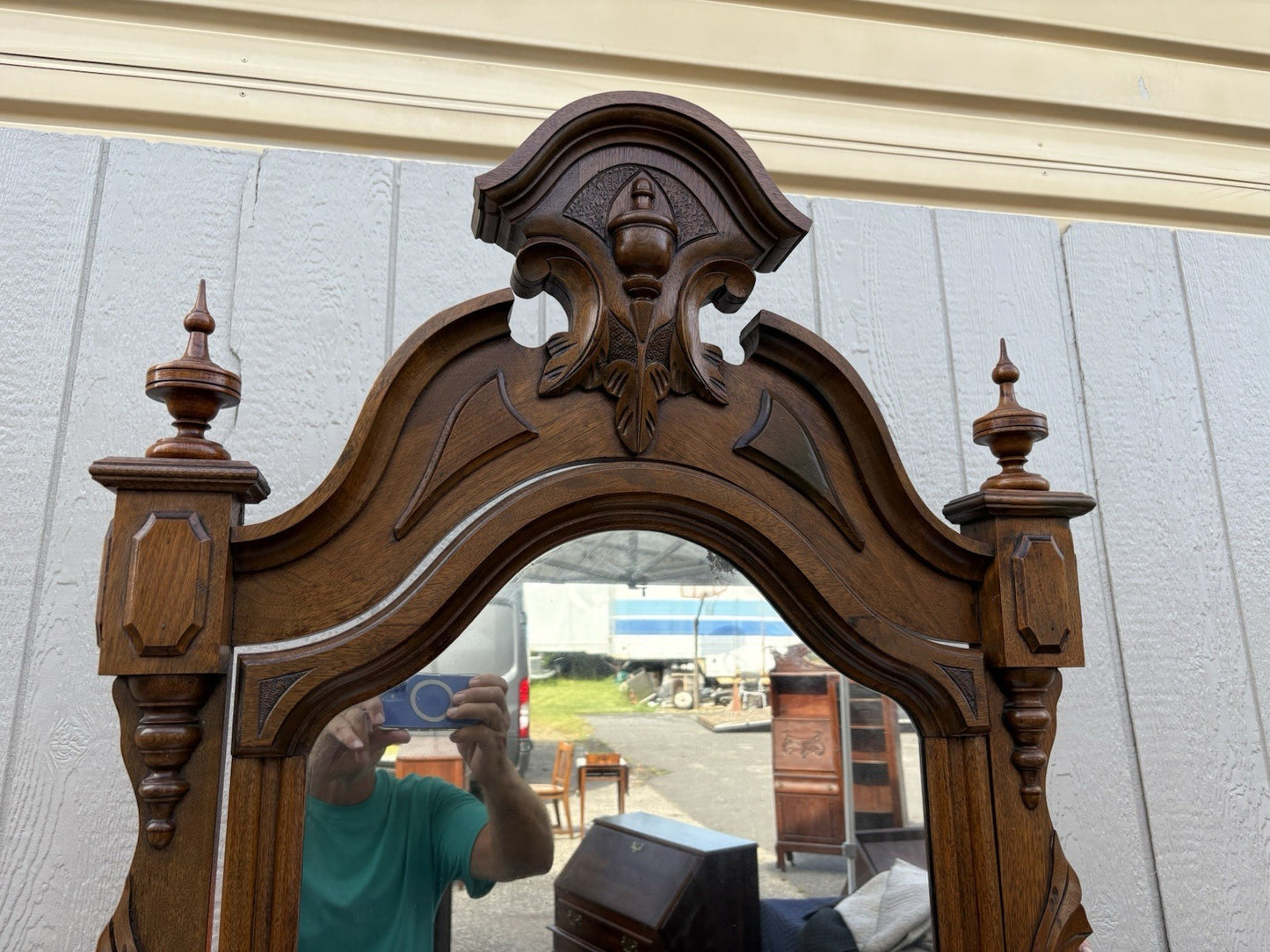 66668    RARE  Antique Victorian Oak Marble Top Dresser with Mirror