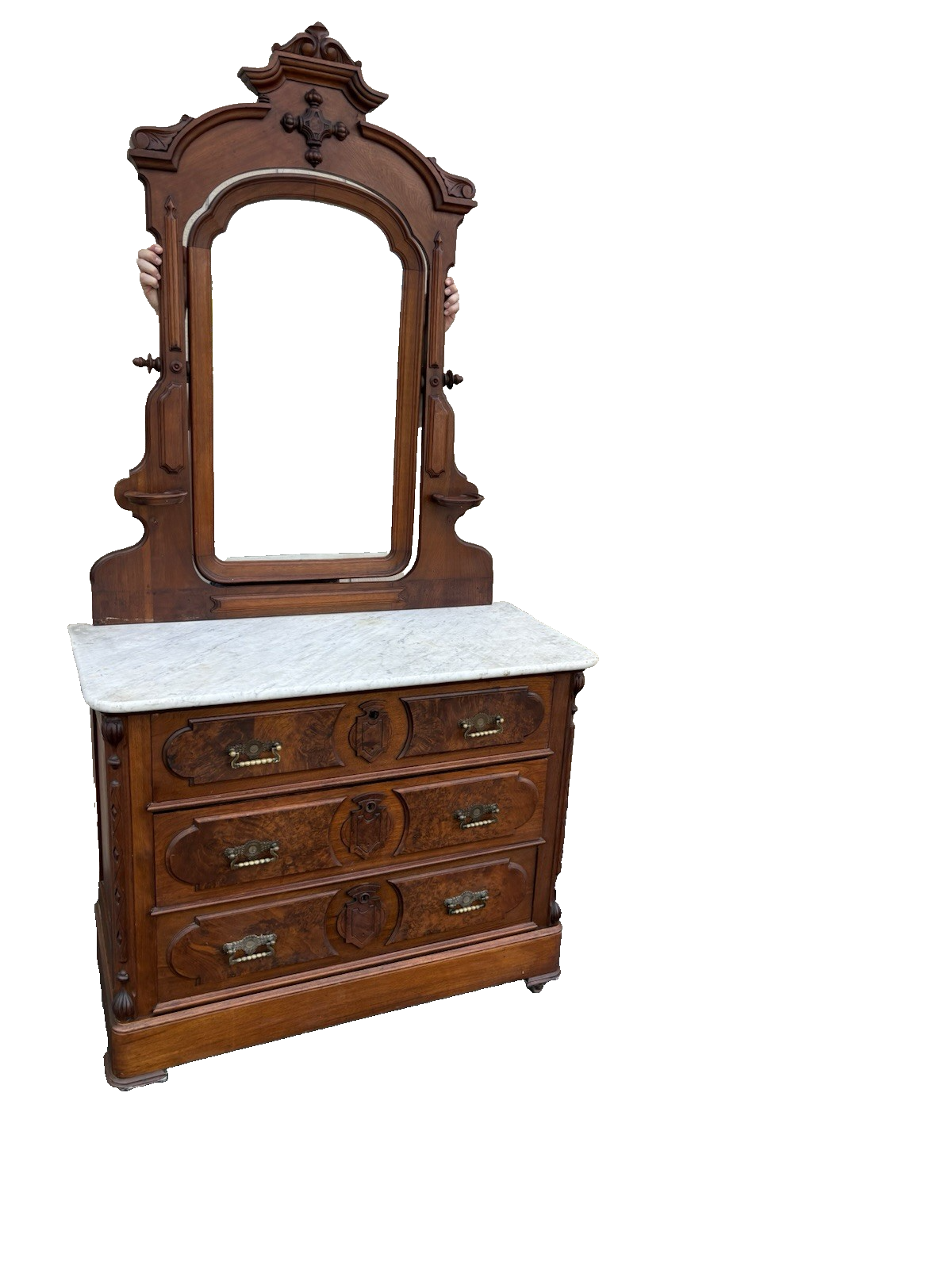 66667 Antique Victorian Marble Top Dresser with Mirror