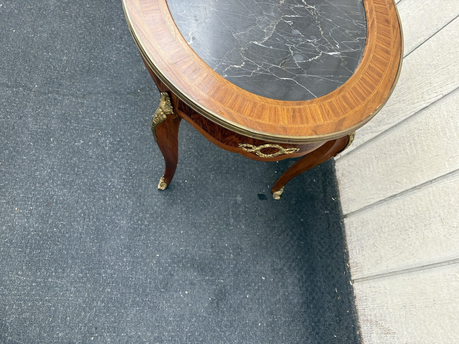 66766   Louis XV Marble Top Coffee Table Stand with Bronze Ormalu