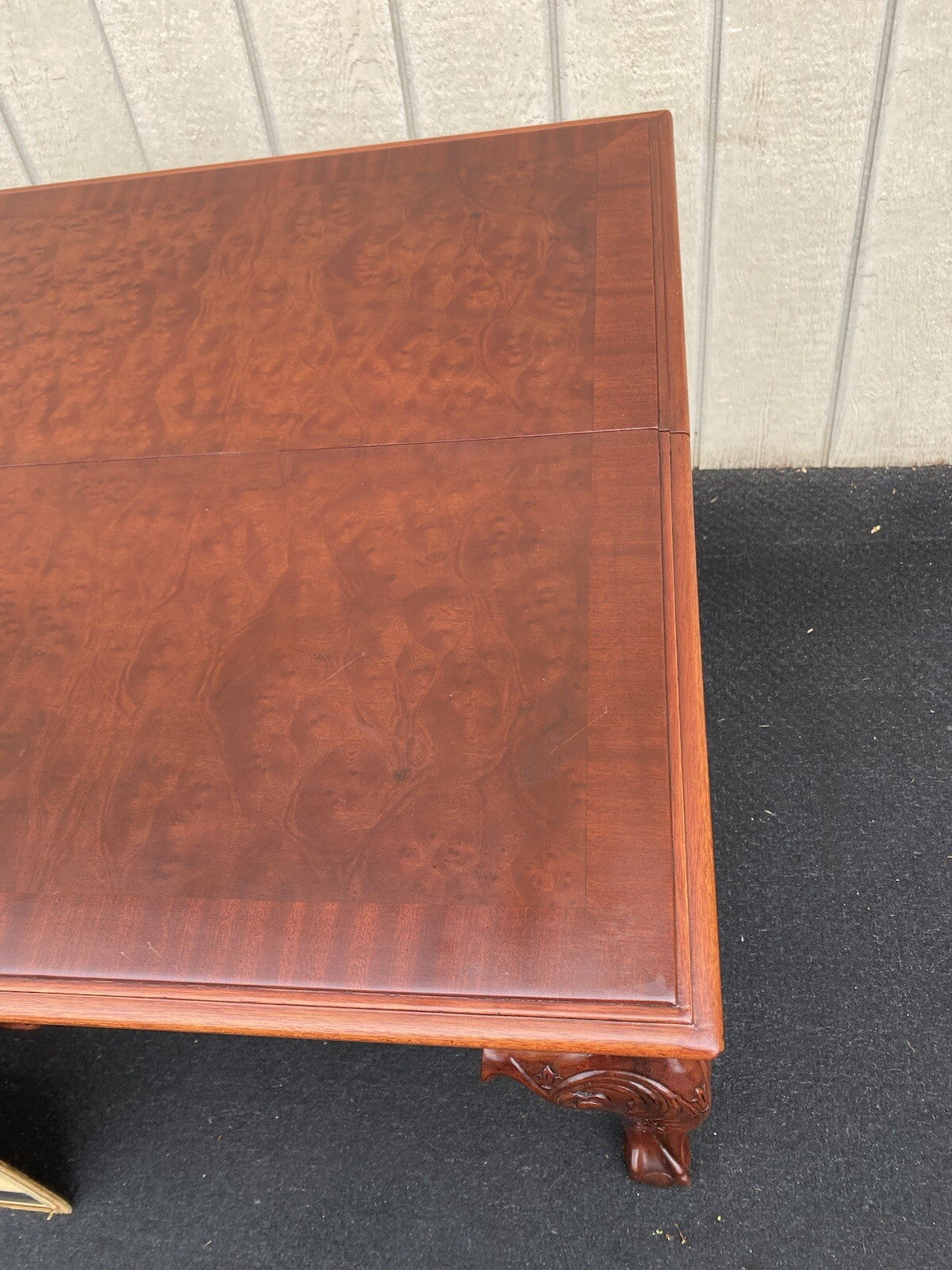 64531 Banded Mahogany  Ball And Claw Foot Carved Flip Top Game ? Dining  Table