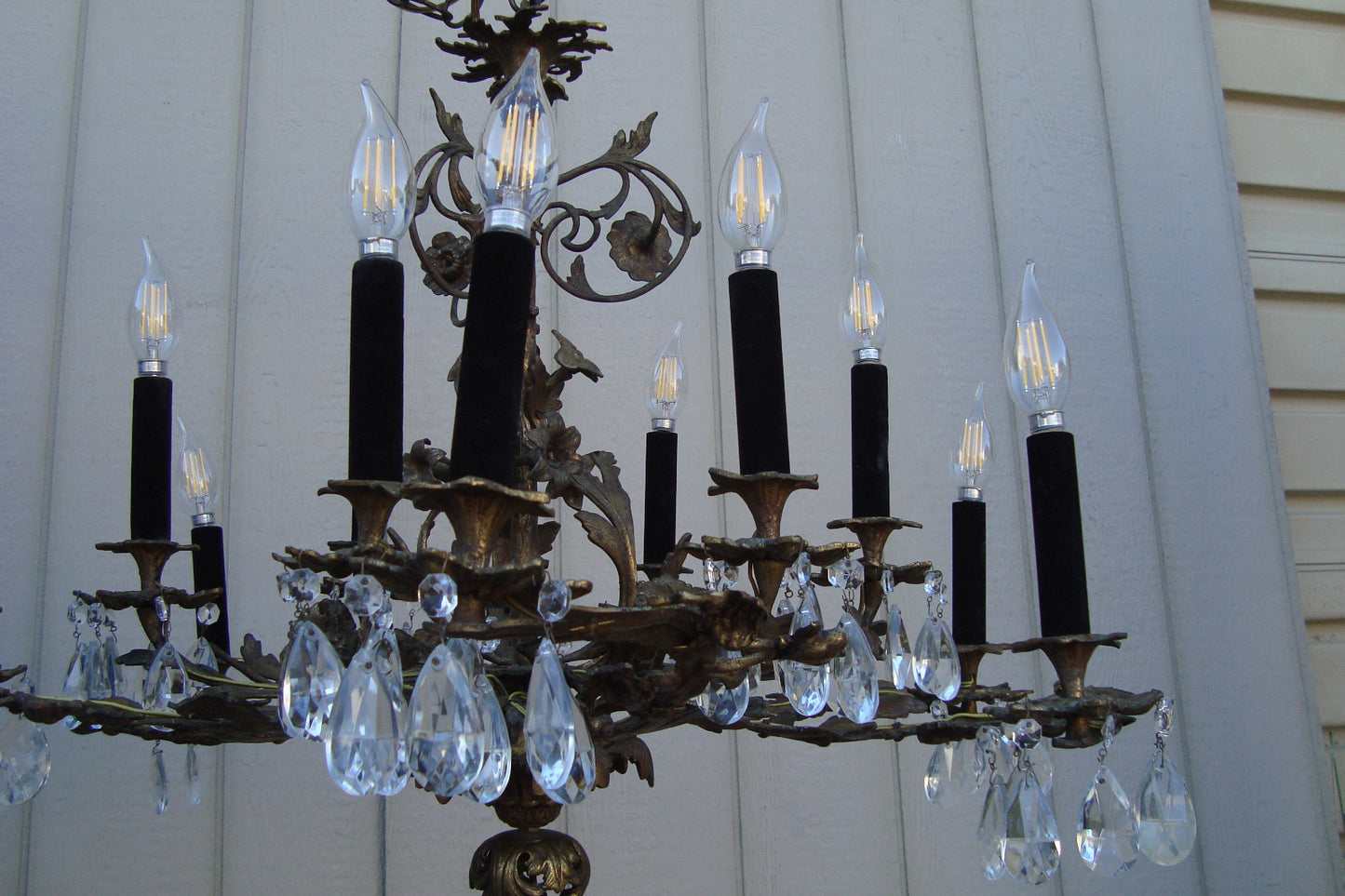 59685  BRONZE and Crystal Hanging Chandelier Light Fixture