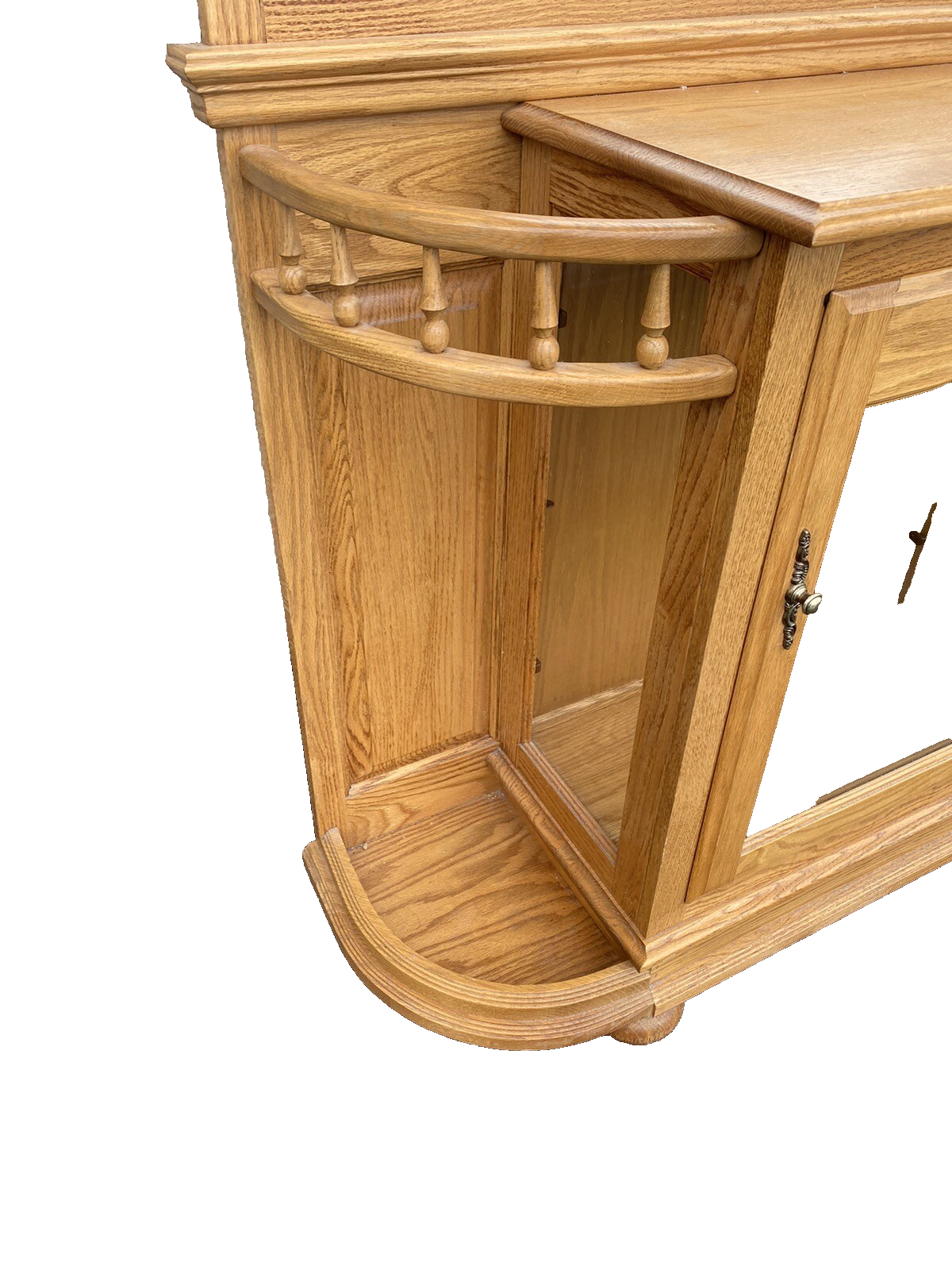 64774  Oak Hall Seat Hat Rack Umbrella Stand Curio