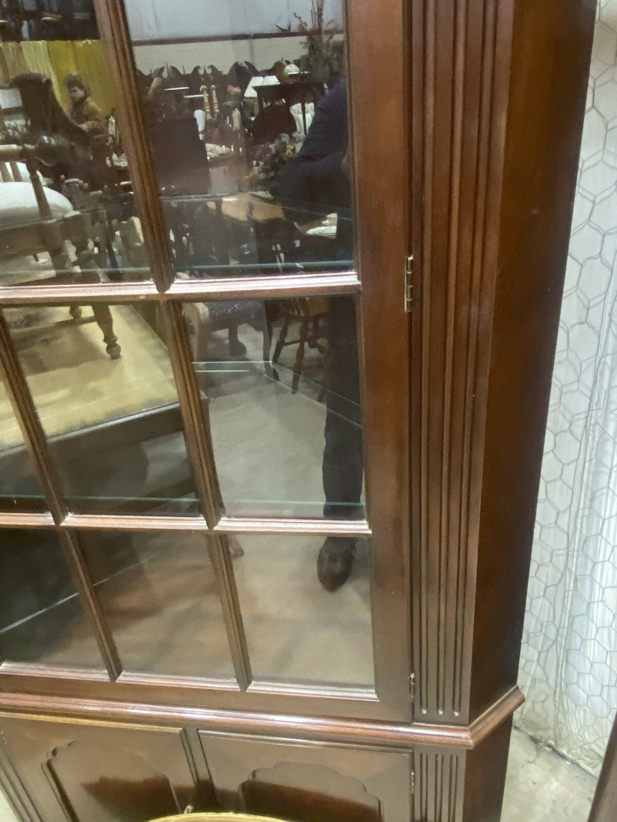 65051 Custom Hand Made Mahogany Corner China Cabinet Curio