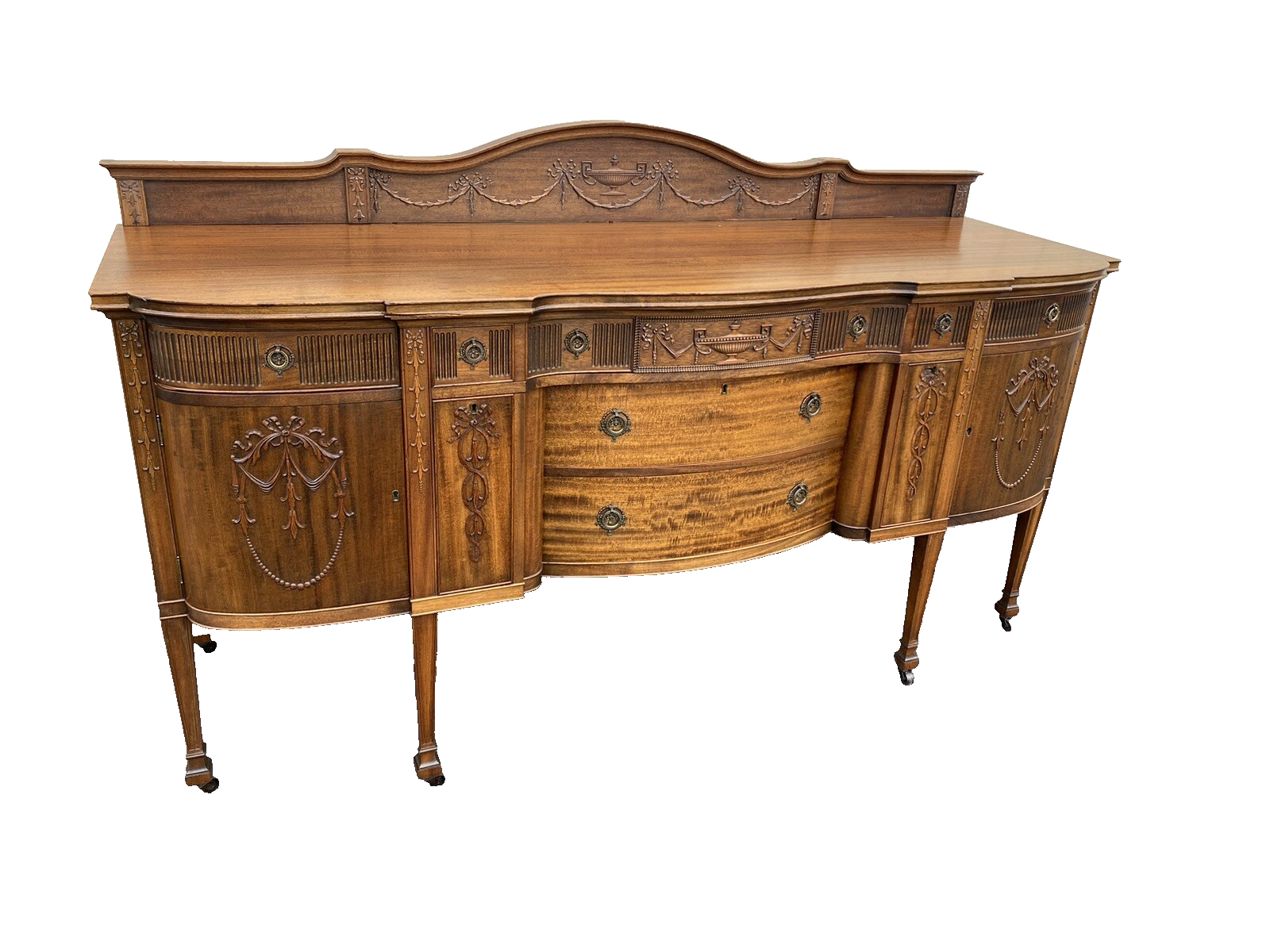 66104 Antique Mahogany Sideboard Server Buffet with WINE HOLDERS