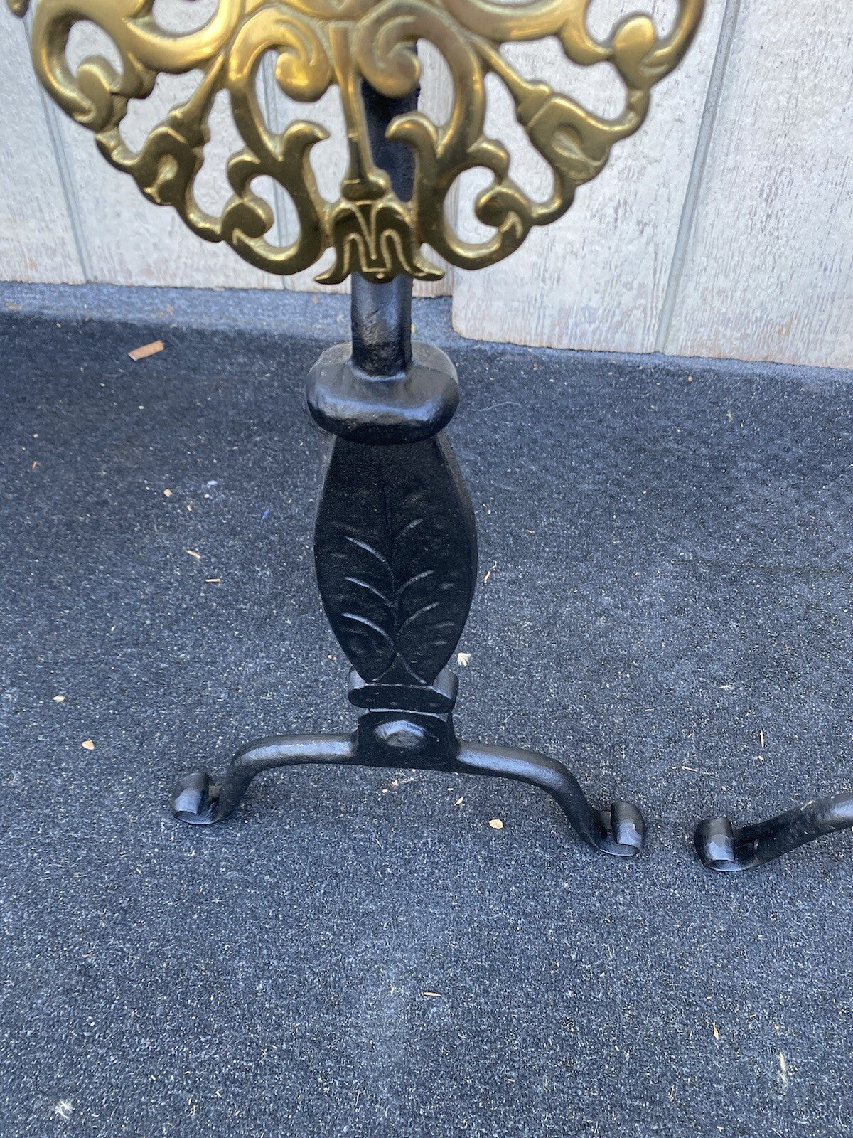 65387  Antique Iron  Andirons Fireplace Mantle