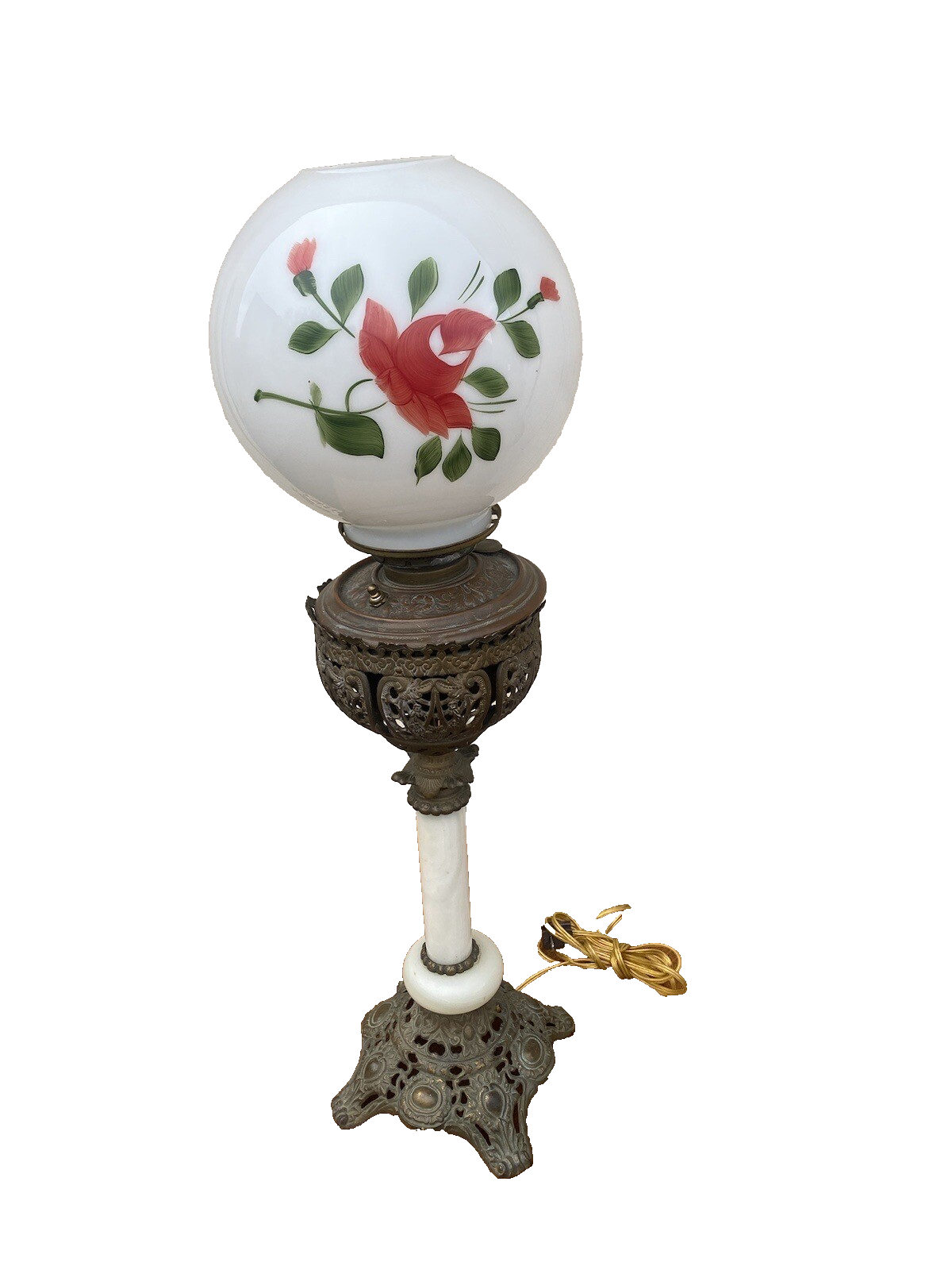 64951 Antique Victorian Oil Lamp with glass globe