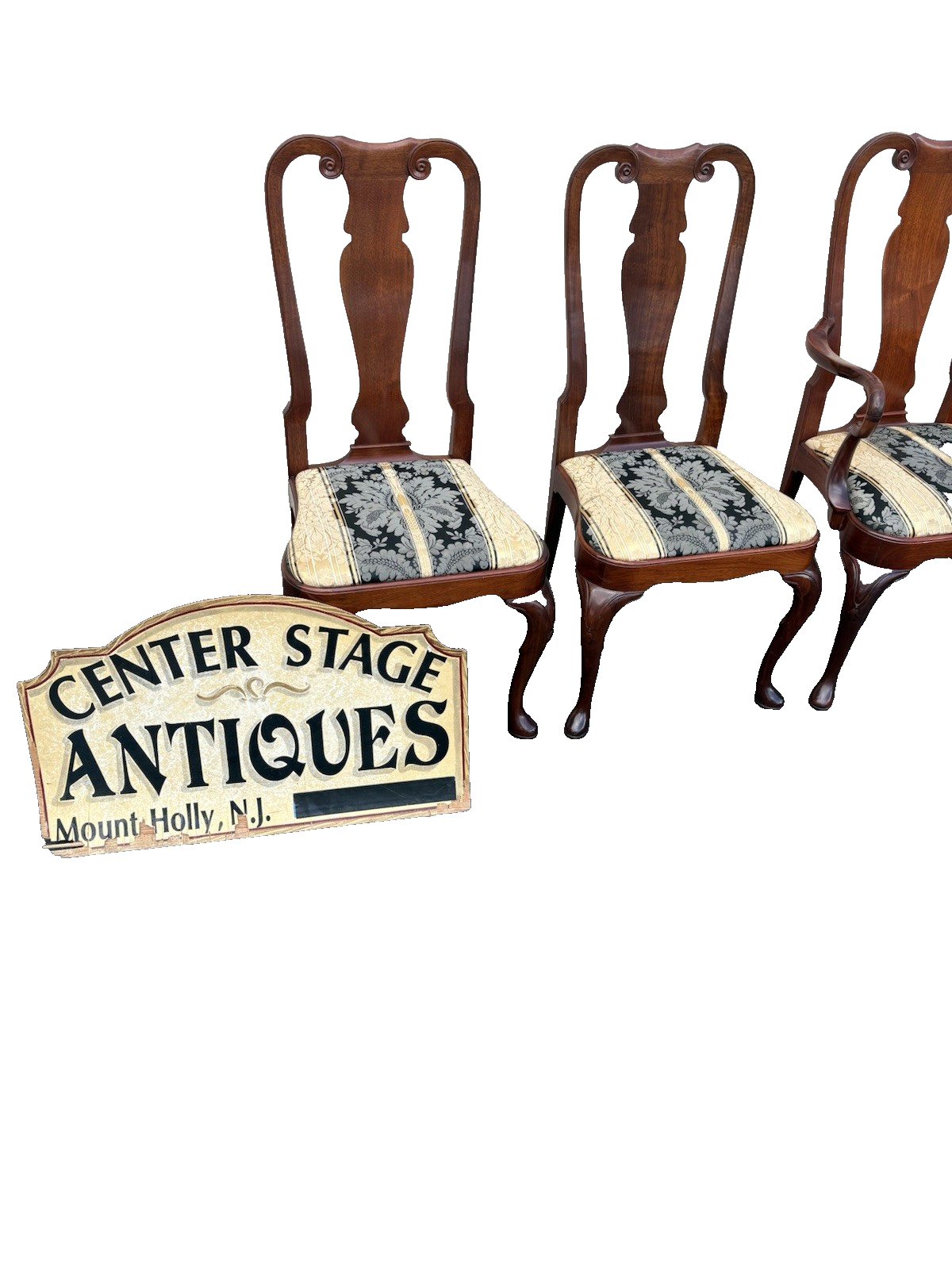 66643  Set of 6 Solid Mahogany Queen Anne Dining Chair s