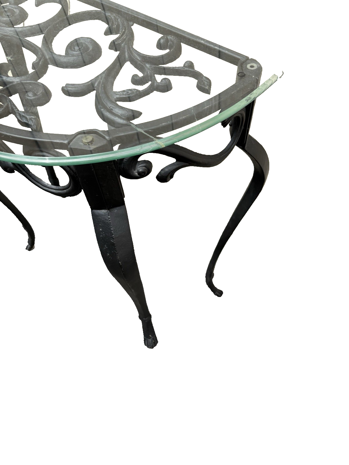 66790 Glass Top Iron Console Hall Table Stand