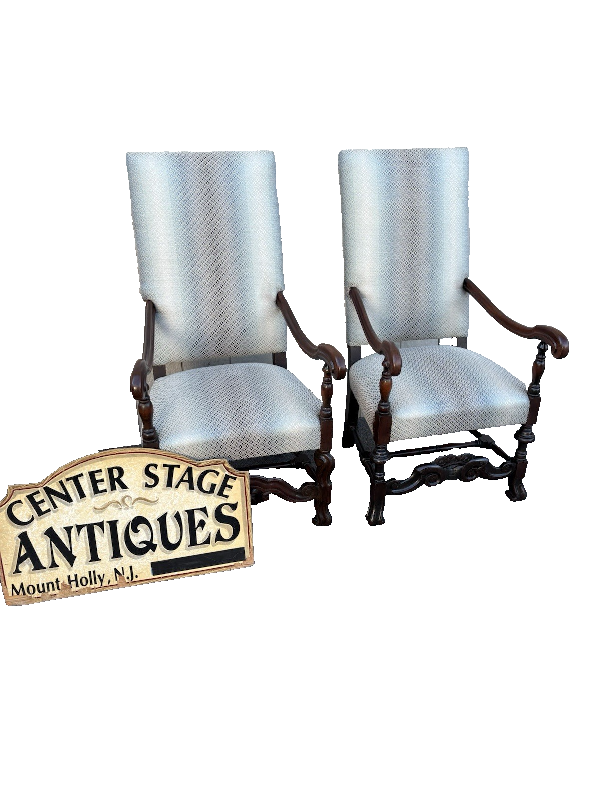66083 PAIR Antique Throne Armchair Chair s