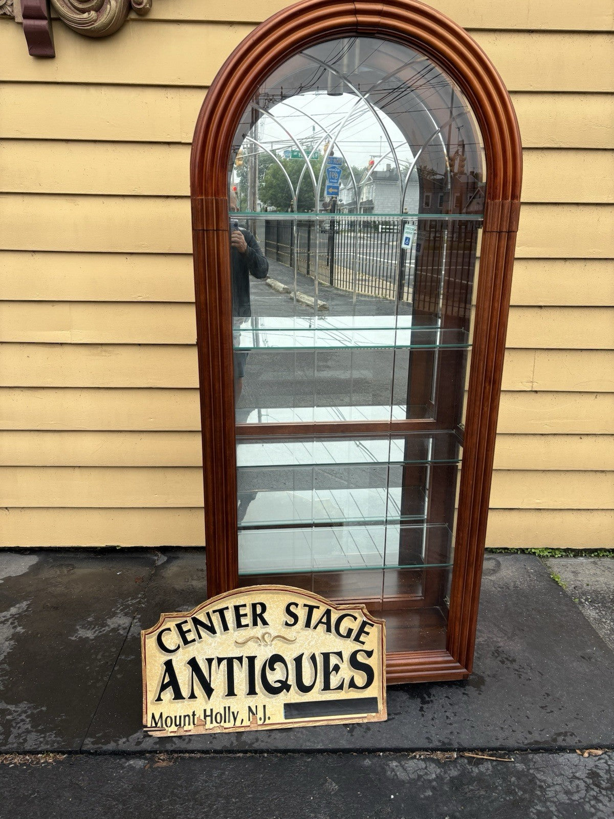 66655 Dome Top Mahogany ETCHED Glass  PULASKI China Cabinet Curio