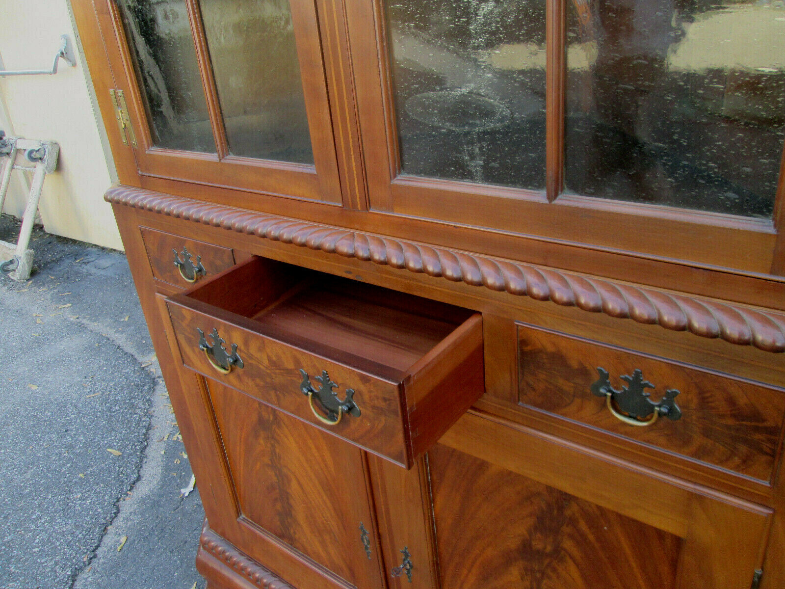 56879  Solid Cherry CUSTOM Hand  MADE  2 piece Corner China Cabinet Curio