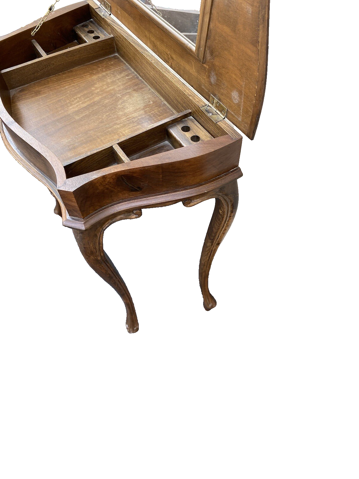 64699 Mahogany Flip Top Sewing Stand Vanity Desk Tooled Top