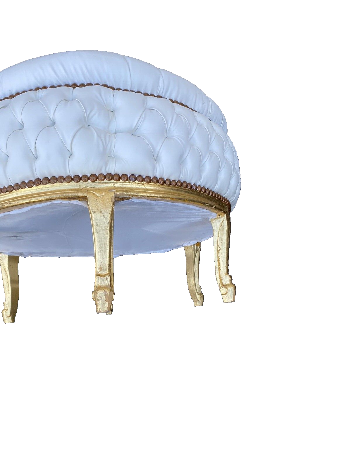 65422  Round Decorator Tufted Ottoman with Gold Legs