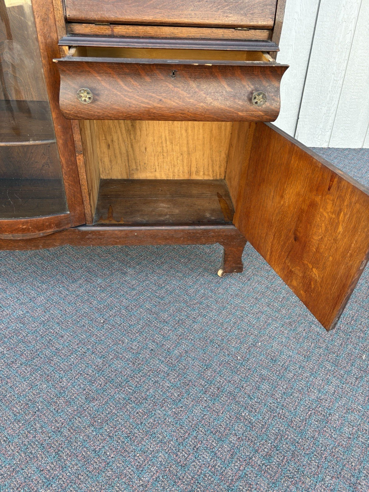 66770 Antique Victorian Oak Side by Side Desk with Bookcase