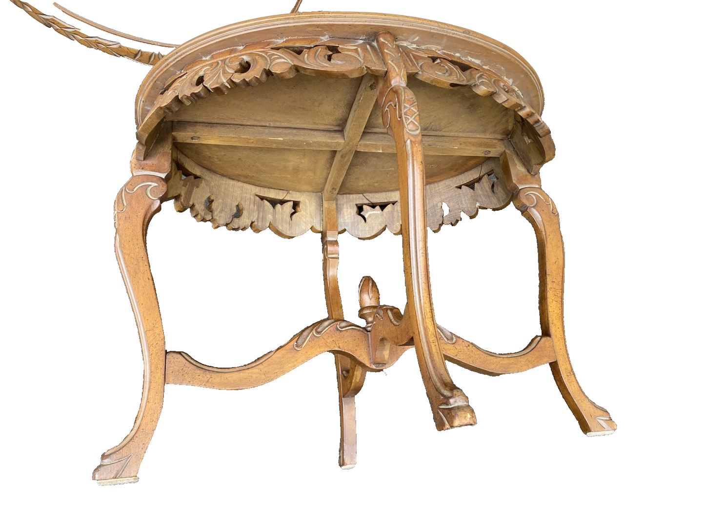 66546 Antique Walnut Tray Top Coffee Table Stand  RARE City Scape Design