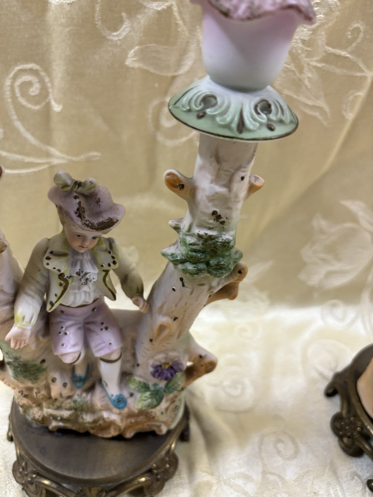 COL 01:       Pair Bisque Candelabra Figures