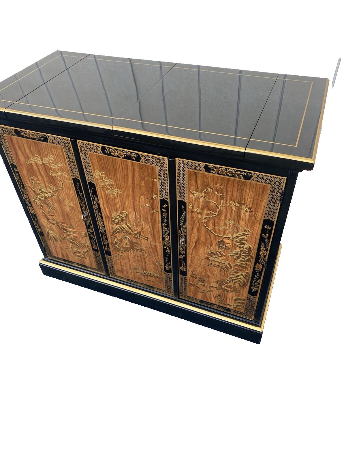 65857  DREXEL Oriental Bar Cart Server Sideboard with Flip top