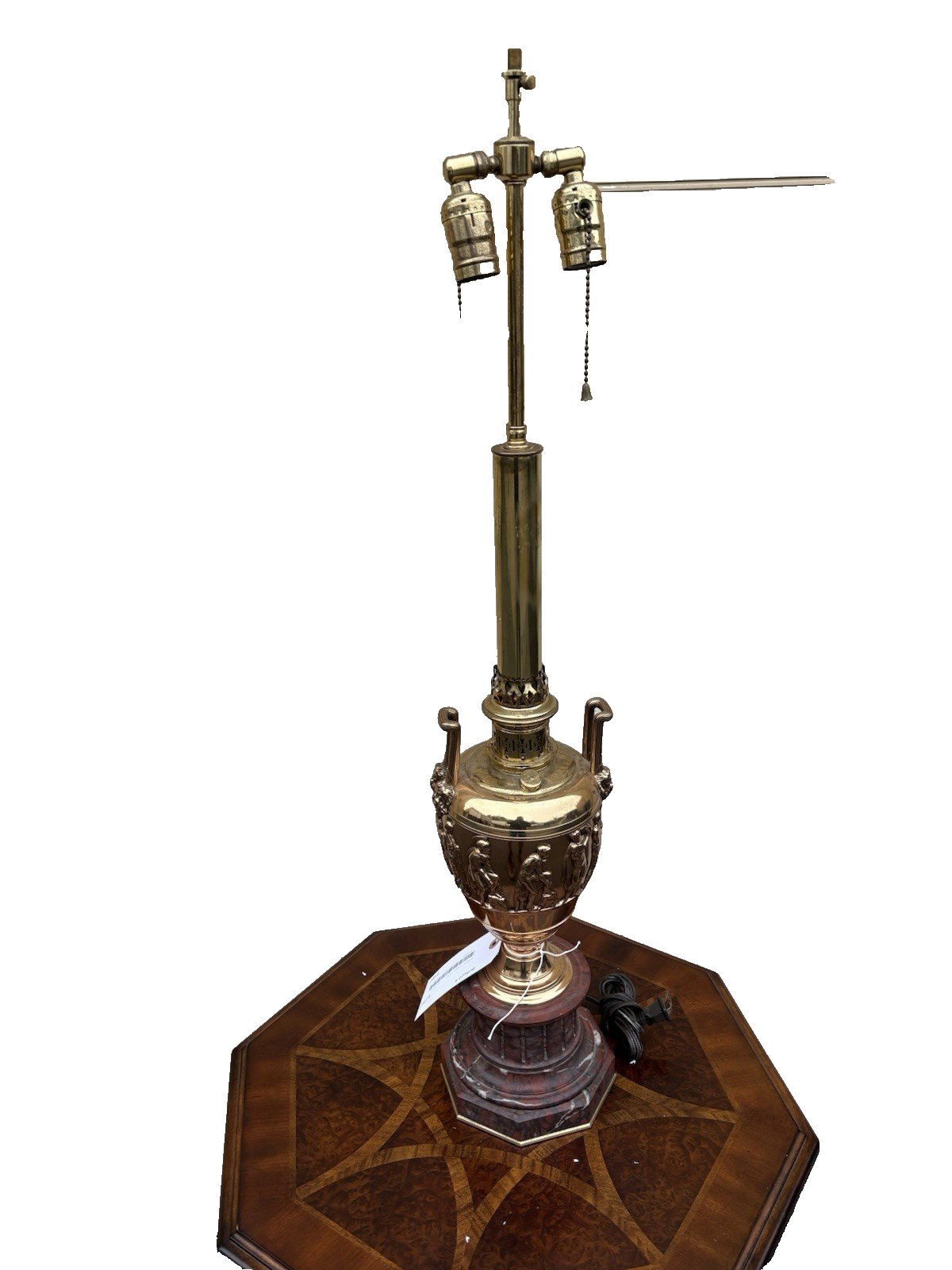 67093   QUALITY Brass and Marble Figural Table Lamp