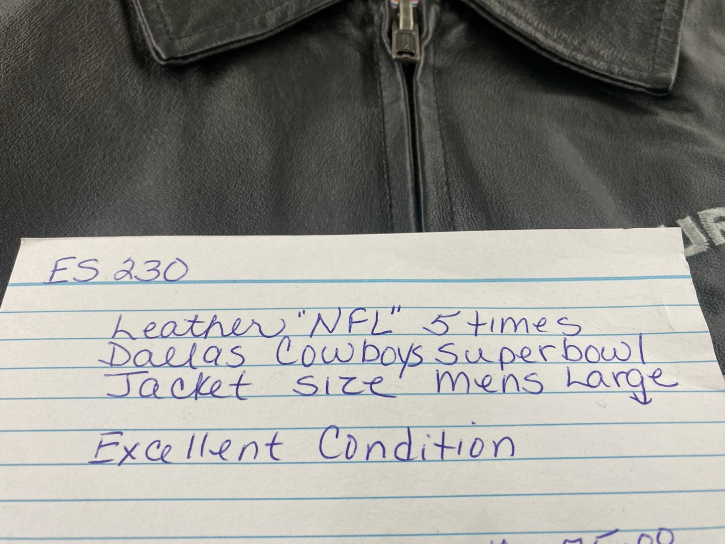 ES 230:    Dallas Cowboys 5 Time Super Bowl Leather NFL  Football Jacket  LARGE