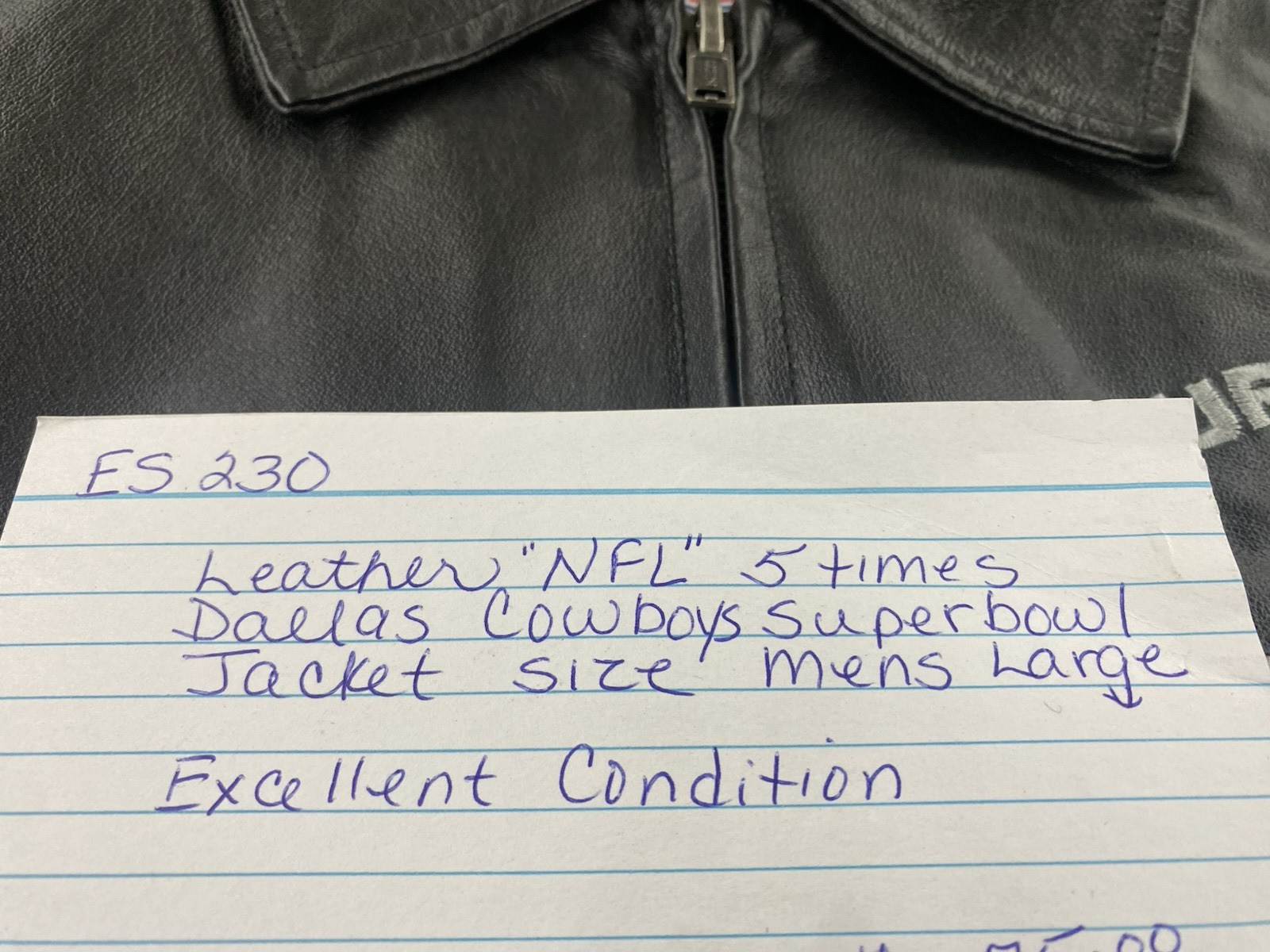 ES 230:    Dallas Cowboys 5 Time Super Bowl Leather NFL  Football Jacket  LARGE