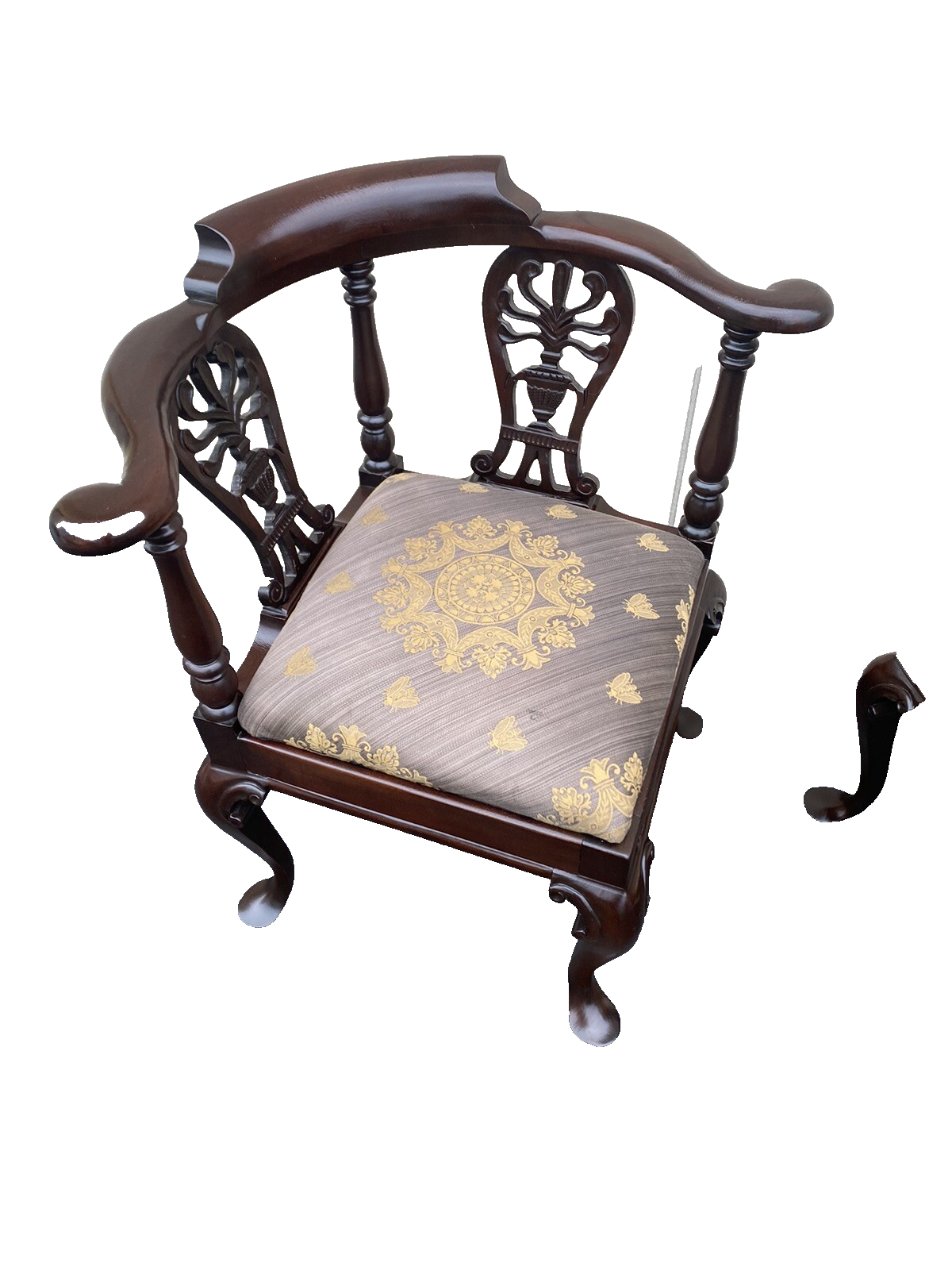 66092   Pair Quality Solid Mahogany Custom Made Corner Chair s