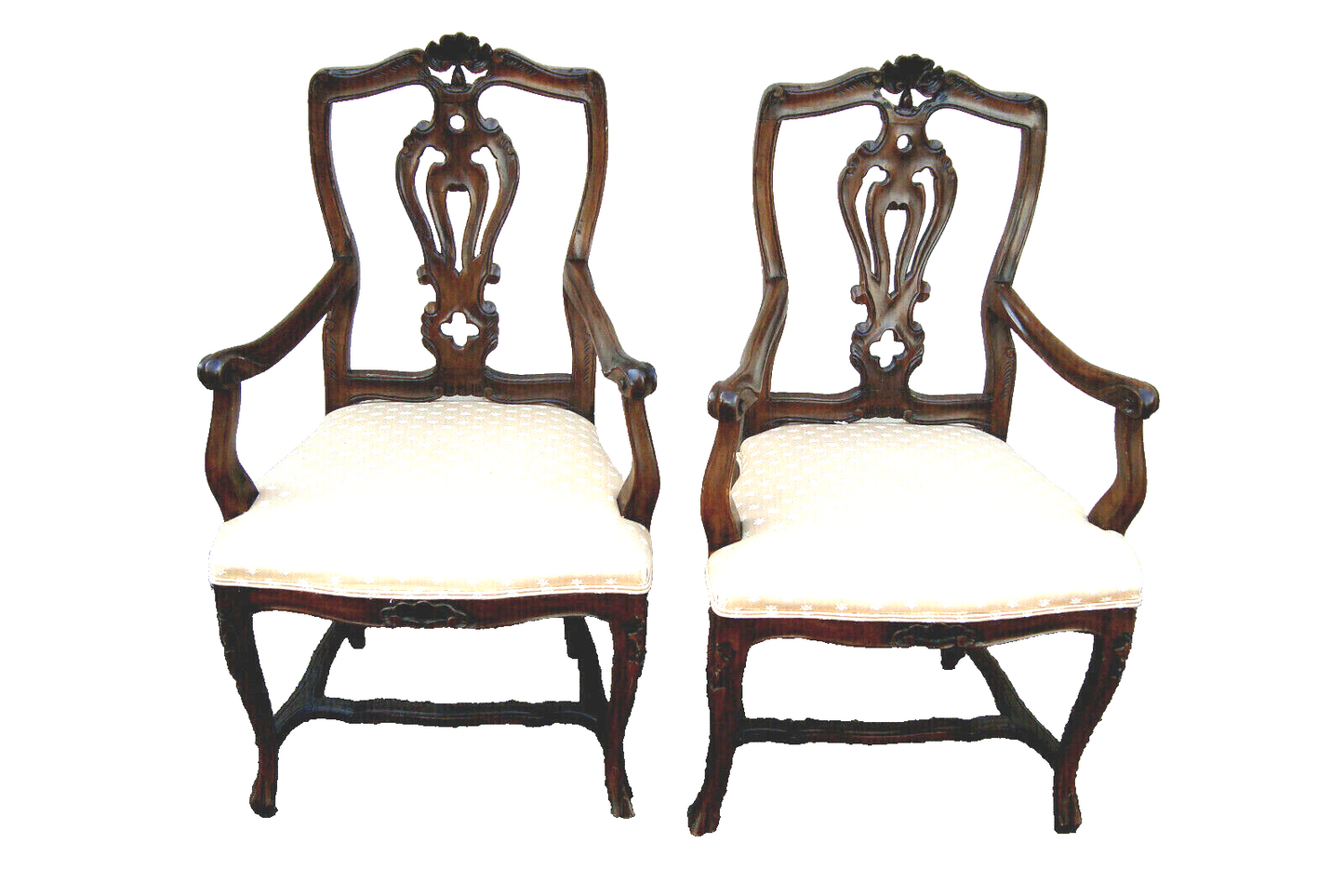 59853  Pair Custom Made French Country Armchairs Dining Chairs