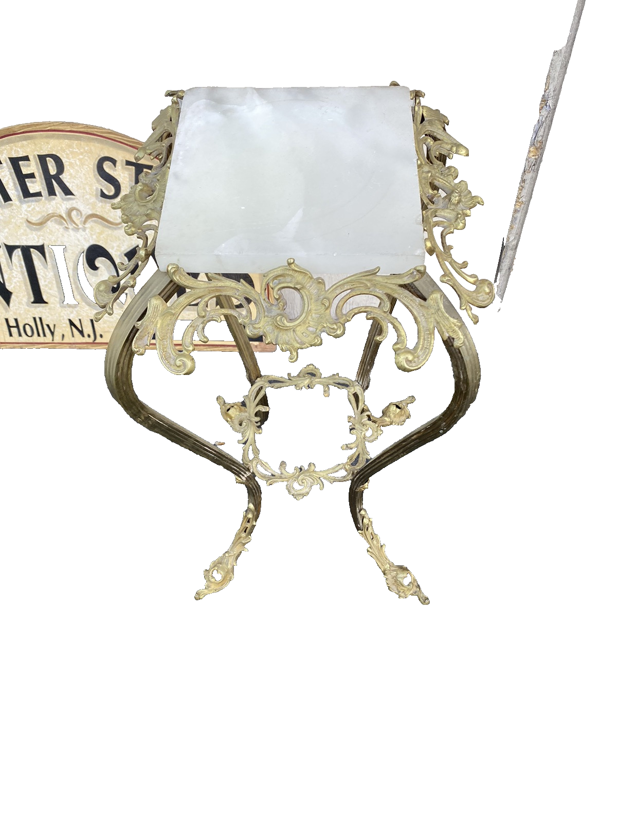 66370 Fancy Victorian Brass and Onyx Stand.